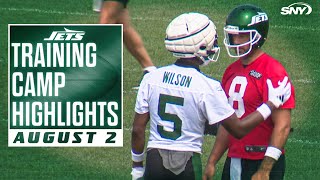 Garrett Wilson Aaron Rodgers and Braelon Allen NY Jets Training Camp Highlights 8224  SNY [upl. by Ludovika328]