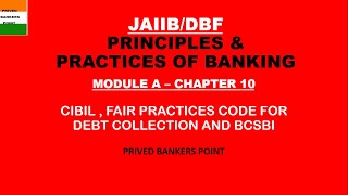 CIBIL  FAIR PRACTICES CODE FOR DEBT COLLECTION AND BCSBIJAIIBPPB CHAP10 [upl. by Leola]