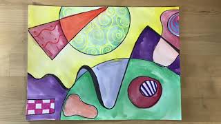 Kids Art Lesson  Wassily Kandinsky Abstract Art [upl. by Alejna]