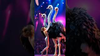 Pretty Girl Climbs ThreeHeaded Ostrich on Americas Got Talent [upl. by Adrien]