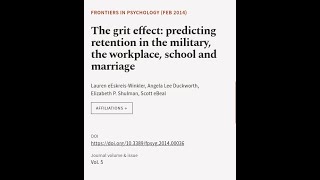 The grit effect predicting retention in the military the workplace school and marr  RTCLTV [upl. by Asha]