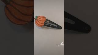 Pumpkin Hair Clip diyproject hairclips art halloween fun [upl. by Anirpas]