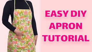 How to make kitchen apron at home  kitchen apron cutting and stitching tutorial  DIY [upl. by Innep]