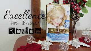 I DYED MY HAIR  LOréal Excellence Pure Blonde 01 Review [upl. by Ahsekin609]