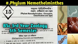 General characteristics of Phylum Nemathelminthes in hindi  BSc 3rd year Zoology 5th Semester [upl. by Harmonie905]