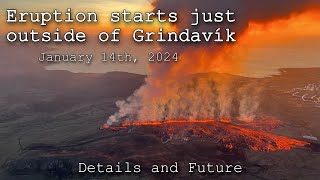 Iceland Volcano Updates  Eruption starts a few meters from Grindavík [upl. by Nnil]