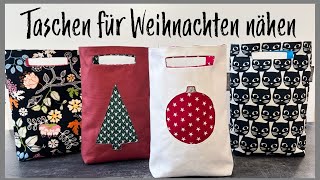 süße Taschen für Weihnachten nähen kostenlose Anleitung DIY Geschenktasche selbermachen [upl. by Pegeen293]