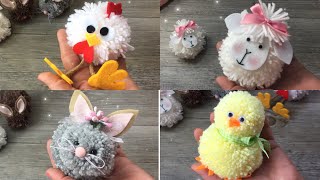 Easy DIY with POMPON  Tutorial facilissimo how to make animals with pompon [upl. by Neyut450]