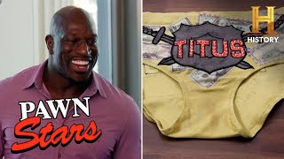 Pawn Stars Do America CHAMPION ITEM Titus ONeil MatchWorn Trunks Season 2 [upl. by Eelinnej]