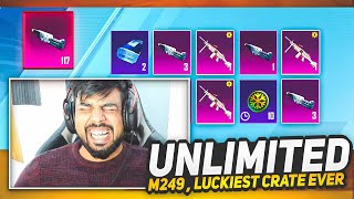 MY MOST LUCKIEST CRATE OPENING  NEW M249 CRATE  PUBG MOBILE  FM RADIO GAMING [upl. by Natsirhc743]