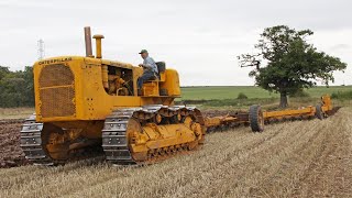 Massive 1958 Caterpillar D9D 18A ploughing with 17furrow conventional plough  Steel Tracks at Work [upl. by Hnahym712]