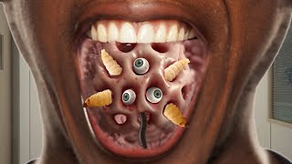 ASMR mouth Infection  ASMR Maggot Worm and Dog Ticks Removal Animation [upl. by Ellasal]