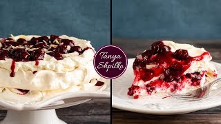 Воздушный Торт Павлова с Вишней  подробный рецепт  Cherry Pavlova Cake  Tanya Shpilko [upl. by Elylrac]