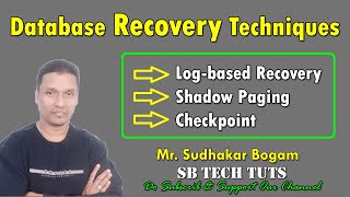 Database Recovery Techniques  Log based Recovery Shadow paging Checkpoint  DBMS [upl. by Berriman]