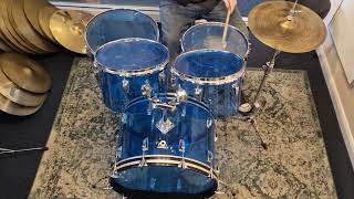 Ludwig Standard Combo II Blue Vistalite with 1976 Vistalite 14x5 snare in Blue [upl. by Etteuqal469]