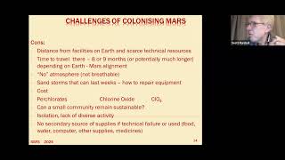 quotChallenges of Colonising Marsquot  October 2024 [upl. by Gnirps247]