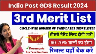 GDS 3rd Merit List 2024  India Post Office GDS Result 2024  GDS Merit List 2024 Kaise Check Kare ✅ [upl. by Niliram]