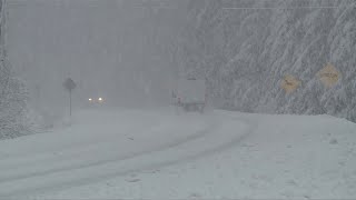 Snow falls on Vancouver Island north of Campbell River ahead of bomb cyclone [upl. by Reffinnej]