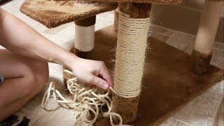 How to RefurbishRestore a Cat Tree amp Scratching Post  NO GLUE [upl. by Sulokcin]