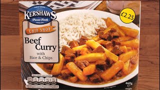 Kershaws CHIP SHOP BEEF CURRY WITH RICE amp CHIPS  £225  460G  Ready Meal Review [upl. by Ema922]