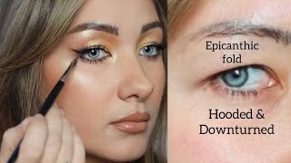 EYELINER TUTORIAL FOR HOODED DOWNTURNED amp EPICANTHIC FOLD ✔️hoodedeyes makeuptutorialforbeginners [upl. by Lilhak]