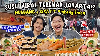 MUKBANG SUSHI VIRAL SAKING RAMENYA GAK BOLEH NAMBAH CUMA BOLEH PESEN 1x  QampA FT BINTANG EMON [upl. by Ariem]