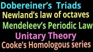 Dobereiners Triads  Newlands law of octaves  Mendeleevs periodic table and its significance [upl. by Sileray]