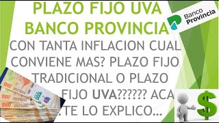 QUE CONVIENE MAS PLAZO FIJO UVA O TRADICIONAL Como hacerlo desde BIP MOVIL BANCO PROVINCIA [upl. by Fuhrman]