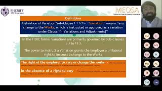 Free webinar 21  Variations under FIDIC 1999 Redbook [upl. by Anilat]