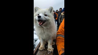 white foxes jumped on the ship with people penguin shorts cutevideo cuteanimal wildlife sea [upl. by Ahsieuqal]