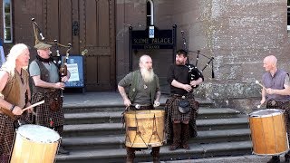 Meet Clanadonia Scottish tribal band used in Outlander at Scone Palace Scotland May 2018 [upl. by Plafker]