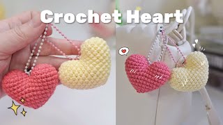 How to crochet a cute amigurumi heart ❤️♡💛 crochet heart keychain bag charm [upl. by Gwyneth778]