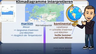 Klimadiagramm interpretieren  kontinental vs maritim [upl. by Auburn]