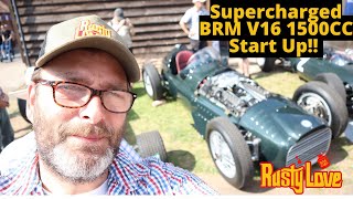 Supercharged BRM V16 15L Engine start  Shelsley Walsh Hillclimb [upl. by Doownil]