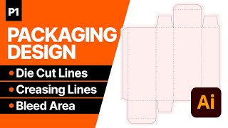 Packaging Design in Adobe Illustrator  How To Create Die Cut Lines Creasing Lines Bleed Area [upl. by Anytsyrk]