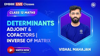 Determinants  Adjoint amp Cofactors  Inverse of Matrix  Class 12 Maths 2025  VISHAL MAHAJAN [upl. by Aleyak]