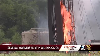 Grady County Sheriff 2 transported to hospital after oilfield explosion near Bradley [upl. by Eanal]