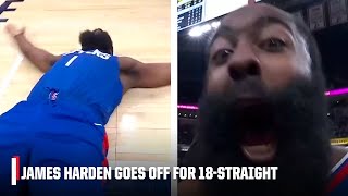 James Harden GETS HYPED after 18points STRAIGHT in the 4th 🔥  NBA on ESPN [upl. by Nylecsoj]