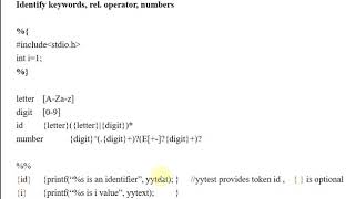 Lecture 13 Lex Program for Token Recognition in Compiler Simple Example  P Kuppusamy [upl. by Filippa]