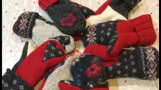 TUTORIAL MAKE MITTENS FROM THRIFT STORE WOOL SWEATERS SUPER WARM LINED GORGEOUS [upl. by Atrahc]