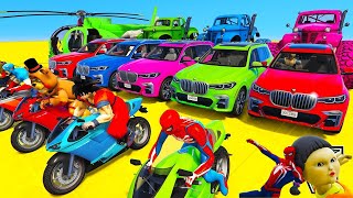 GTA V SPIDERMAN 2 FIVE NIGHTS AT FREDDYS POPPY PLAYTIME CHAPTER 3 Join in Epic New Stunt Racing [upl. by Treblihp]