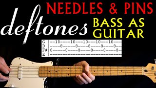 Deftones Needles and Pins Bass as Guitar Lesson  Guitar Tabs  Guitar Chords  Guitar Cover [upl. by Heindrick815]