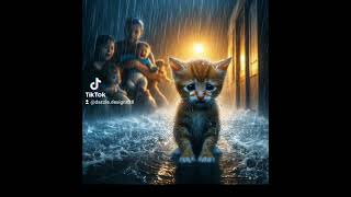 Kitten abandoned in rain  Sad meow meow song  Sad cats stories [upl. by Anaihk]