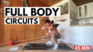 45 Min Full Body Circuit Workout At Home  Build Muscle and Burn Fat [upl. by Mechelle]