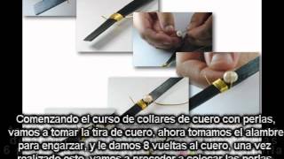 Como hacer collares de cuero con perlas [upl. by Damick]