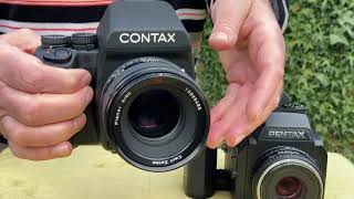 Medium format film camera showdown Contax 645 vs Pentax 645NII bodyshutter comparison [upl. by Inatirb]