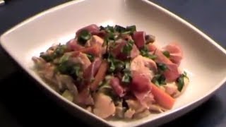 Recette  Blanquette de saumon au jambon de Parme et basilic par Bridélice [upl. by Anoel]