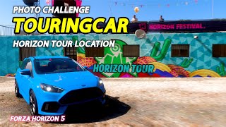 Forza Horizon 5 Photo Challenges TOURINGCAR  Ford Focus at the Horizon Tour sign location [upl. by Erialcyram619]