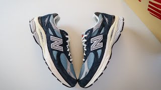 New Balance 990v3 quotNavySpring Tidequot  Review  OnFeet Look [upl. by Valaree]