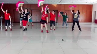 CNY Fan Line Dance 春風吻上我的臉 SPRINGTIME 2 BM Leong [upl. by Ariad]